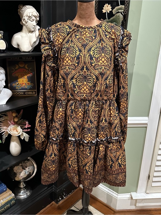 Anthropologie Dresses & Skirts - Anthropologie A Loves A Damask Print Voile Ruffle Dress – Size XL